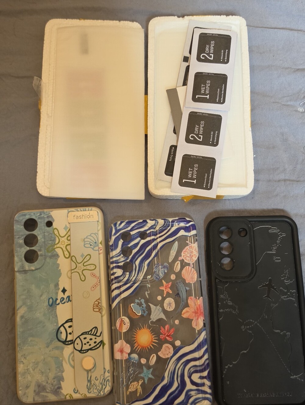S21 Galaxy Assorted Decorative Phone Cases in Blue, Black, Cream